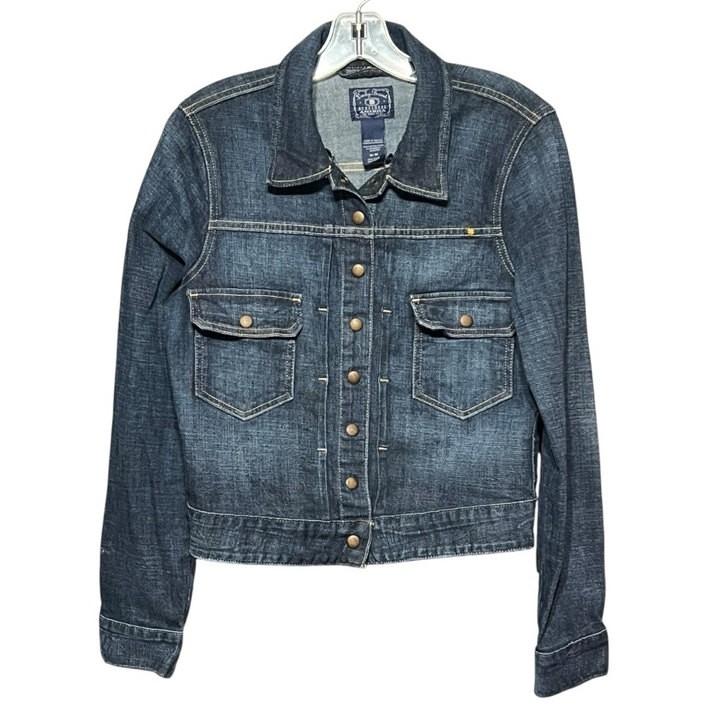 Lucky Brand Tiffany Trucker Jacket Dark Wash Denim Jean Snap Button Medium